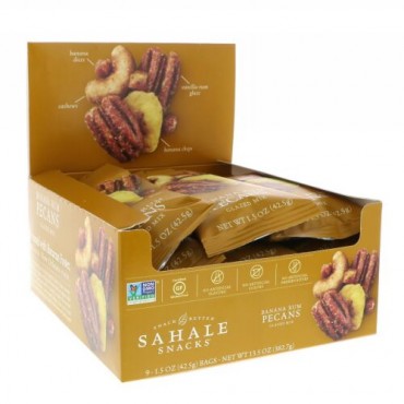Sahale Snacks, グレイズドミックス、バナナラムピーカン、9袋入り、各42.5g（1.5 oz）