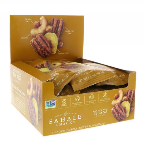 Sahale Snacks, グレイズドミックス、バナナラムピーカン、9袋入り、各42.5g（1.5 oz）