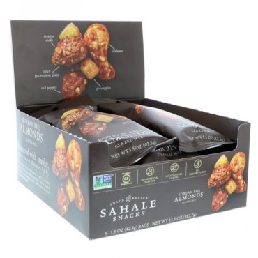 Sahale Snacks, Glazed Mix, Korean BBQ Almonds, 9 Packs, 1.5 oz (42.5 g) Each (Discontinued Item)