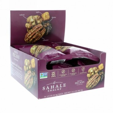 Sahale Snacks, グレーズドミックス、メープルペカン、9パック、各1.5オンス (42.5 g)