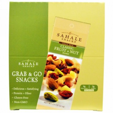 Sahale Snacks, Trail Mix, Classic Fruit + Nut Blend, 9 Packs, 1.5 oz (42,5 g) Each
