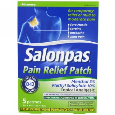 Salonpas, 関節炎の痛み用パッチ、ミントの香り、パッチ5枚（7cm x 10cm） (Discontinued Item)