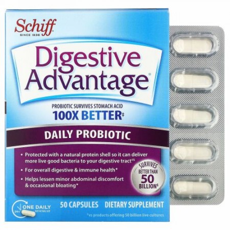 Schiff, Digestive Advantage、デイリー・プロバイオティクス、カプセル 50錠