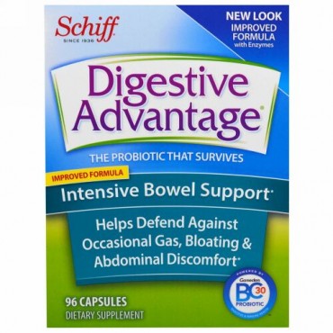 Schiff, Digestive Advantage、インテンシブ・ボウル・サポート、カプセル96 錠