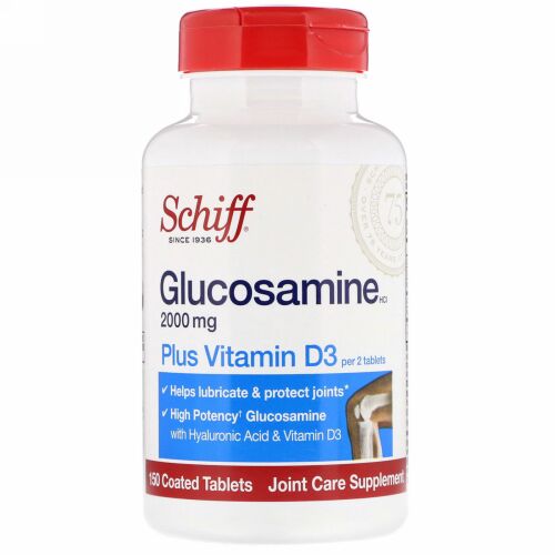 Schiff, グルコサミン, プラス ビタミンD3, 2000 mg, 150 コーティング錠剤
