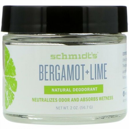 Schmidt's Naturals, Natural Deodorant, Bergamot + Lime, 2 oz (56.7 g) (Discontinued Item)