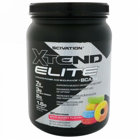 Scivation, Xtend Elite（エクステンドエリート）、アルティメットパワー＆エンデュランス＋BCAA、サワーグミ風味、594g（1.3lbs） (Discontinued Item)