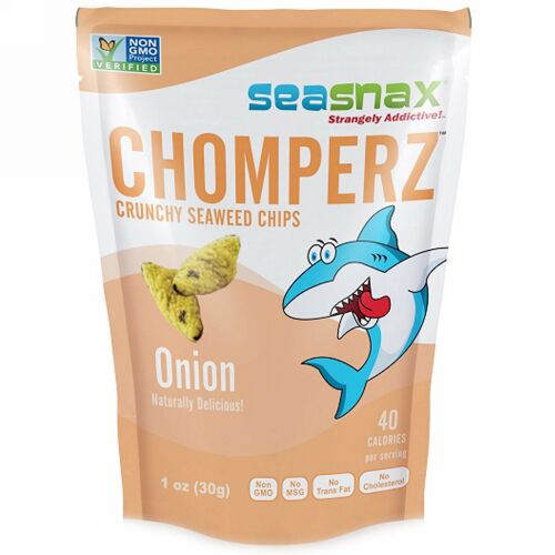 SeaSnax, Chomperz™（チョンパーズ）、カリカリ海藻チップス、オニオン、1 オンス (30 g)