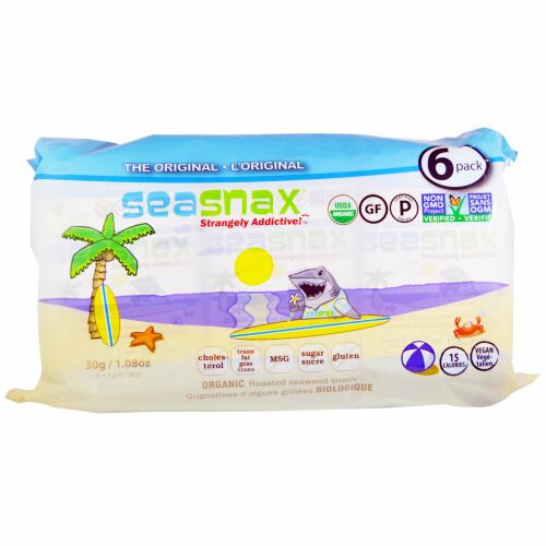 SeaSnax, 焼き海苔オーガニックスナック (5 g) 6パック