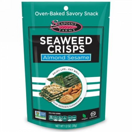 Seapoint Farms, シーウィードクリスプ、アーモンドセサミ、1.2オンス (35 g)