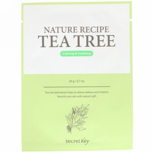 Secret Key, Nature Recipe Mask Pack, Tea Tree, 10 Sheets, 0.7 oz (20 g) Each (Discontinued Item)