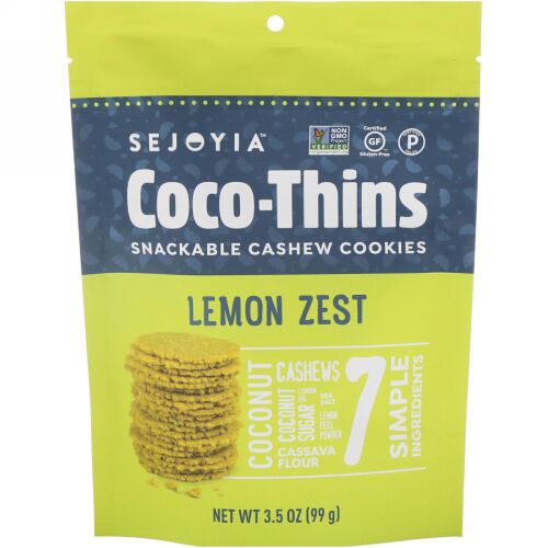 Sejoyia, ココ-シンズ、スナックカシュークッキー、レモンゼスト、3.5オンス (99 g) (Discontinued Item)