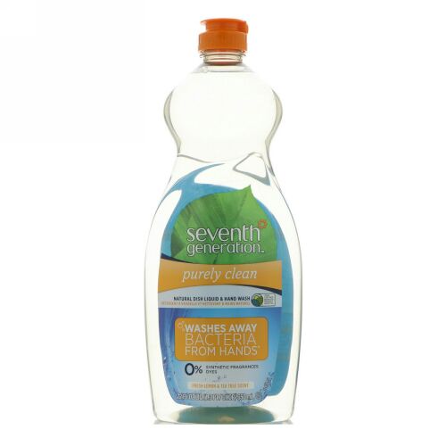 Seventh Generation, ナチュラル ディッシュ リキッド & ハンド ウォッシュ、ピュアリー クリーン、フレッシュ レモン & ティーツリー、22 fl oz (650 ml) (Discontinued Item)
