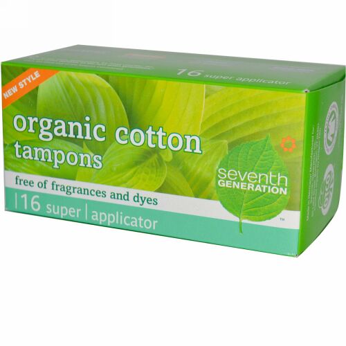 Seventh Generation, Organic Cotton Tampons, Super, Fragrance and Dye Free, 16 Tampons (Discontinued Item)