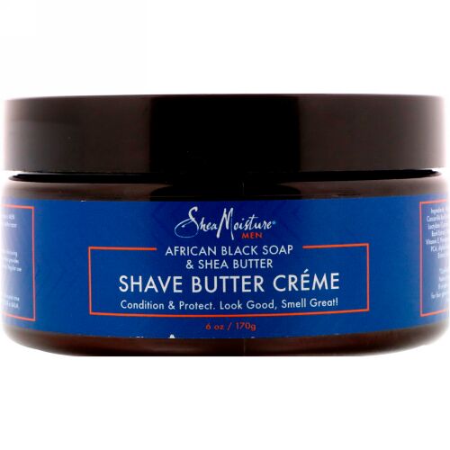 SheaMoisture, アフリカンブラックソープ＆シアバター、シェービングバタークリーム、6 oz (170 g) (Discontinued Item)