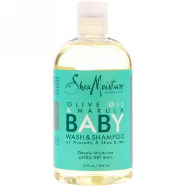 SheaMoisture, オリーブオイル & マルラベビーウォッシュ & シャンプー、極度の乾燥肌向け、13液量オンス (384 ml) (Discontinued Item)