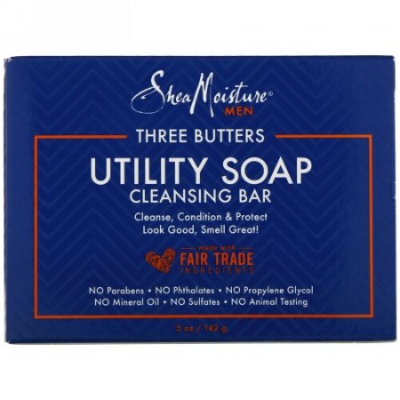 SheaMoisture, スリー・バター・ユティリティー・ソープ、クレンジング・バー、 5 oz (141 g) (Discontinued Item)