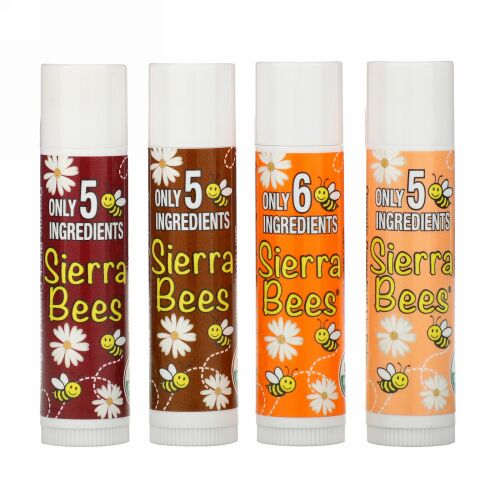 Sierra Bees, オーガニックリップクリームバリューパック、パック4種類、各4.25g