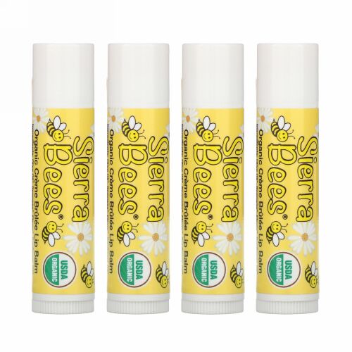 Sierra Bees, オーガニックリップバーム、クリームブリュレ、4パック、各.15 oz (4.25 g)