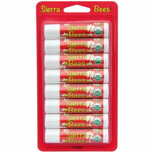 Sierra Bees, オーガニック・リップクリーム、ザクロ、8本入り、各 .15 oz (4.25 g) (Discontinued Item)