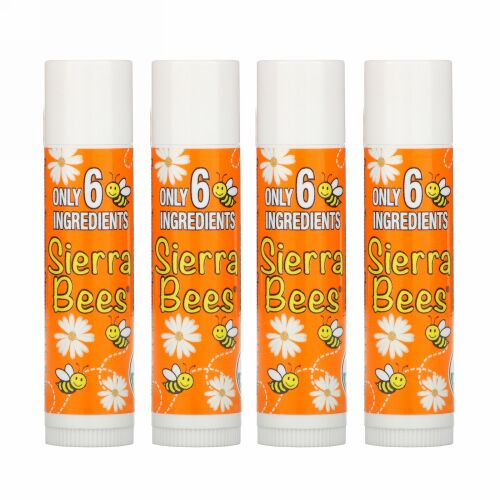 Sierra Bees, オーガニックリップバーム、タンジェリンカモミール、4パック、0.15オンス（4.25g）