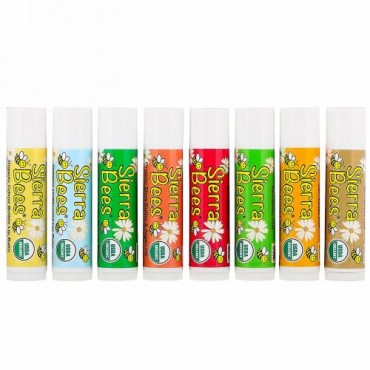 Sierra Bees, オーガニックリップバームコンボパック、8個パック、各4.25 g（.15 oz）