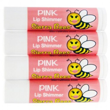 Sierra Bees, 鮮やかなリップシマーバーム、ピンク、4パック (Discontinued Item)
