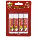 Sierra Bees, 鮮やかなリップシマーバーム、赤、4パック (Discontinued Item)