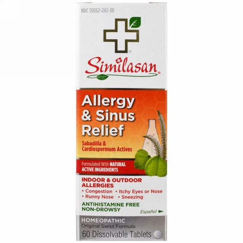 Similasan, アレルギー鼻炎リリーフ、サバディラ＆カーディオスペルマムアクティブ、 60水溶性タブレット (Discontinued Item)