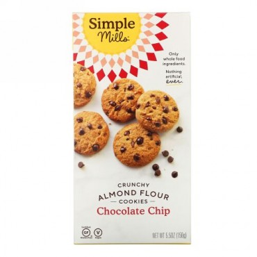 Simple Mills, アーモンドパウダークッキー、ザクザクした食感、チョコレートチップ、156g（5.5オンス）