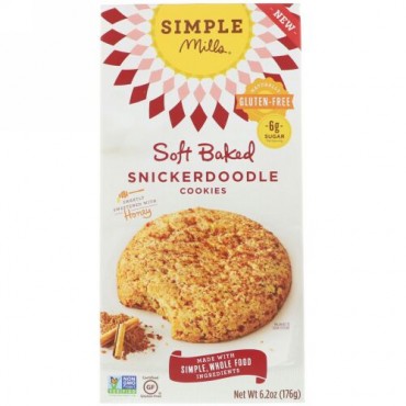 Simple Mills, Naturally Gluten-Free, Soft Baked Cookies, Snickerdoodle, 6.2 oz (176 g) (Discontinued Item)