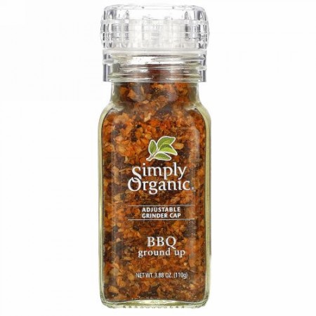 Simply Organic, 調節可能なグラインダーキャップ付き、バーベキュー・グラウンドアップ、3.88 oz (110 g) (Discontinued Item)