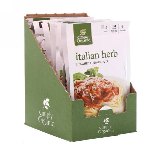 Simply Organic, イタリアン ハーブ スパゲッティ ソースミックス、 12 パケット、 各1.31 oz (37 g) (Discontinued Item)