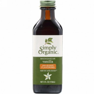 Simply Organic, マダガスカルバニラ、アルコールフリーのフレーバー、 農場耕作、 4液量オンス (118 ml)