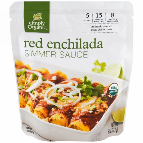 Simply Organic, オーガニック・シマー（煮込み）ソース、レッドエンチラーダ、8 オンス (227 g) (Discontinued Item)