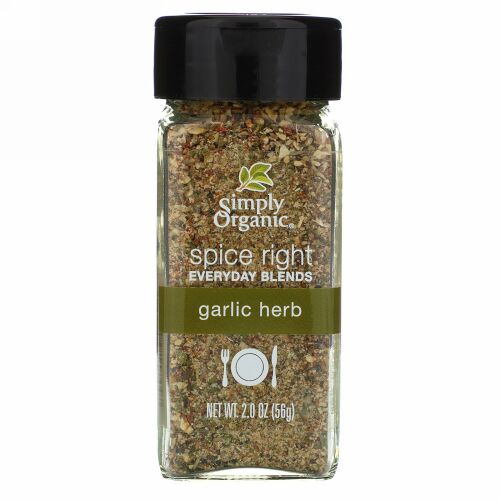 Simply Organic, オーガニックスパイス ライトエブリデイブレンド、 ガーリック ハーブ、 2.0 oz (56 g)