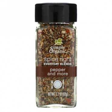 Simply Organic, オーガニックスパイス ライトエブリデイブレンド、 ペッパー アンドモア、 2.2 oz (62 g)