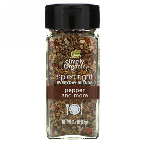 Simply Organic, オーガニックスパイス ライトエブリデイブレンド、 ペッパー アンドモア、 2.2 oz (62 g)