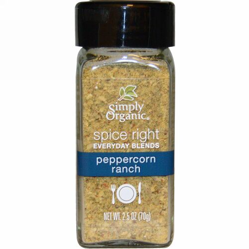 Simply Organic, オーガニックスパイス ライトエブリデイブレンド、 ペッパーコーン ランチ、 2.2 oz (70 g) (Discontinued Item)
