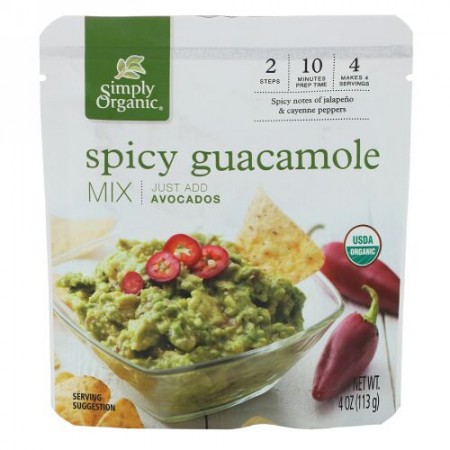 Simply Organic, スパイシーなオーガニック・グアカモーレ・ミックス、 4 oz (113 g)