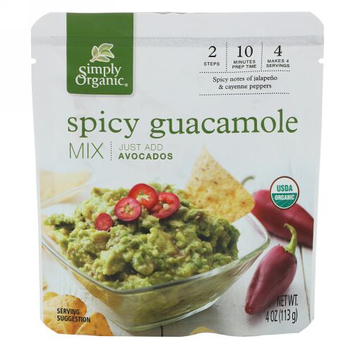 Simply Organic, スパイシーなオーガニック・グアカモーレ・ミックス、 4 oz (113 g)