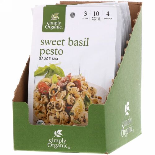 Simply Organic, スイートバジルペスト ソースミックス、 12 パケット、 各0.53 oz (15 g)