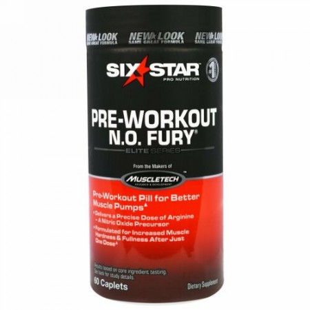 Six Star, Elite Series, Pre-Workout N.O. FURY, 60 Caplets