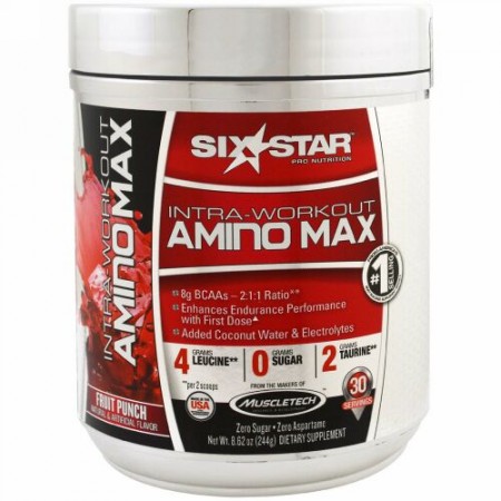 Six Star, Intra-Workout Amino Max、フルーツパンチ、8.62 oz (244 g) (Discontinued Item)