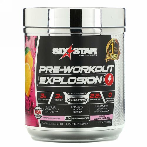 Six Star, Pre-Workout Explosion, Pink Lemonade, 7.41 oz (210 g)