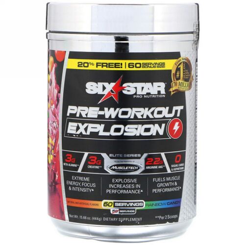 Six Star, プレワークアウトエクスプロージョン、レインボーキャンディ、444g（15.66オンス） (Discontinued Item)