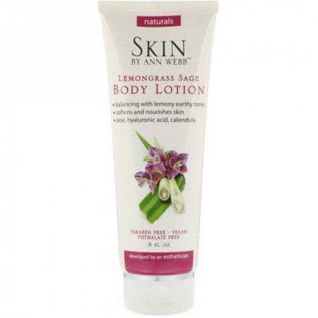 Skin By Ann Webb, ボディーローション、レモングラスセージ、8液量オンス (Discontinued Item)