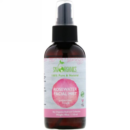 Sky Organics, Rosewater Toner, 100% Pure Organic, 4 fl oz (118 ml)