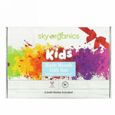 Sky Organics, キッズバスボムおもちゃ付き、バスボム6個