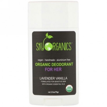 Sky Organics, 女性用オーガニックデオドラント、ラベンダー バニラ、2.5 oz (70 g) (Discontinued Item)